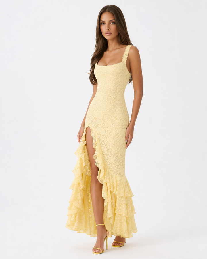 Amalfi Lace Maxi Dress - women's maxi dress, back view