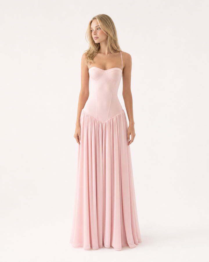 Blush Belle Maxi Dress - women's maxi dress, detail close-up