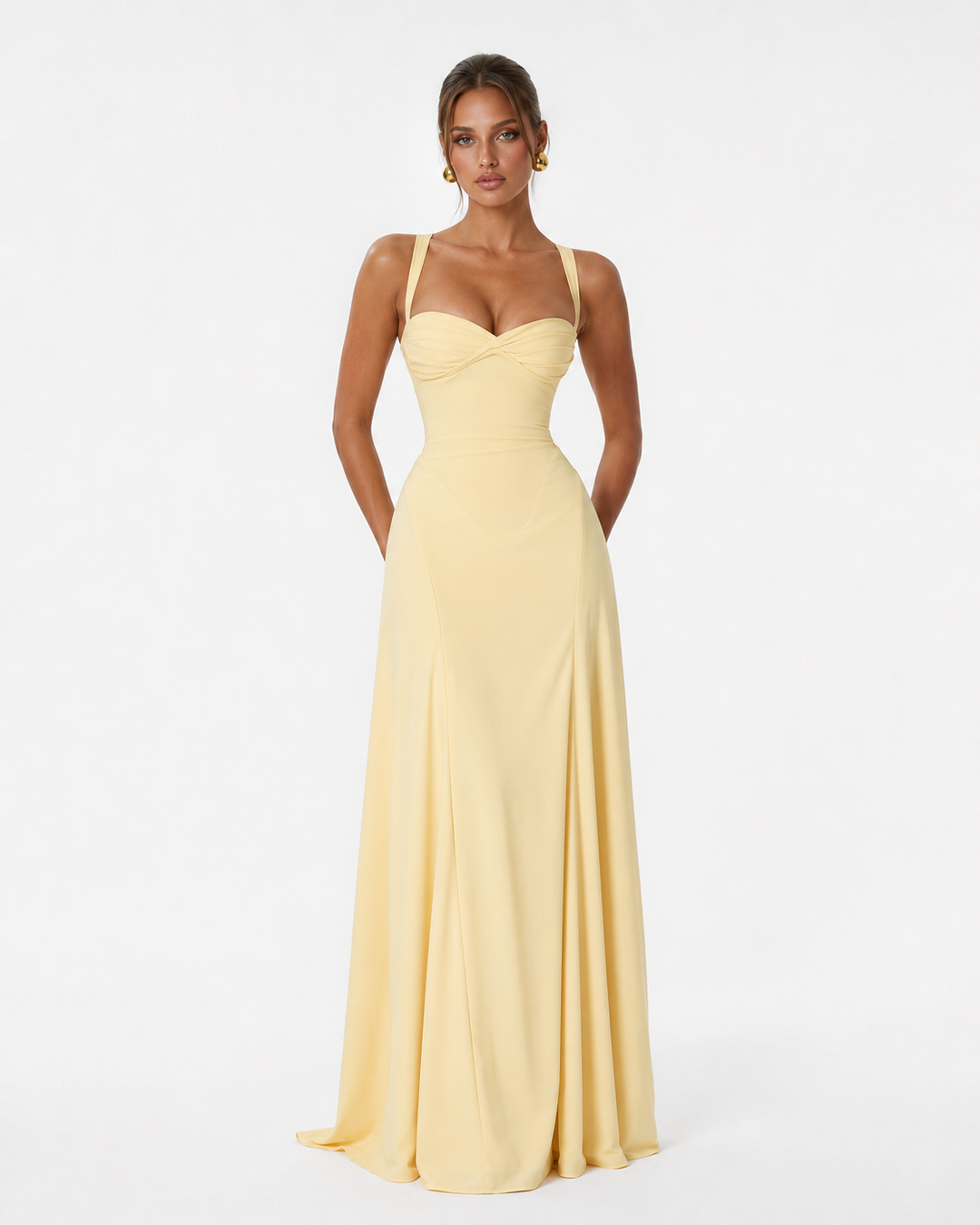 Golden Hour Corset Maxi Dress - women's maxi dress, front view