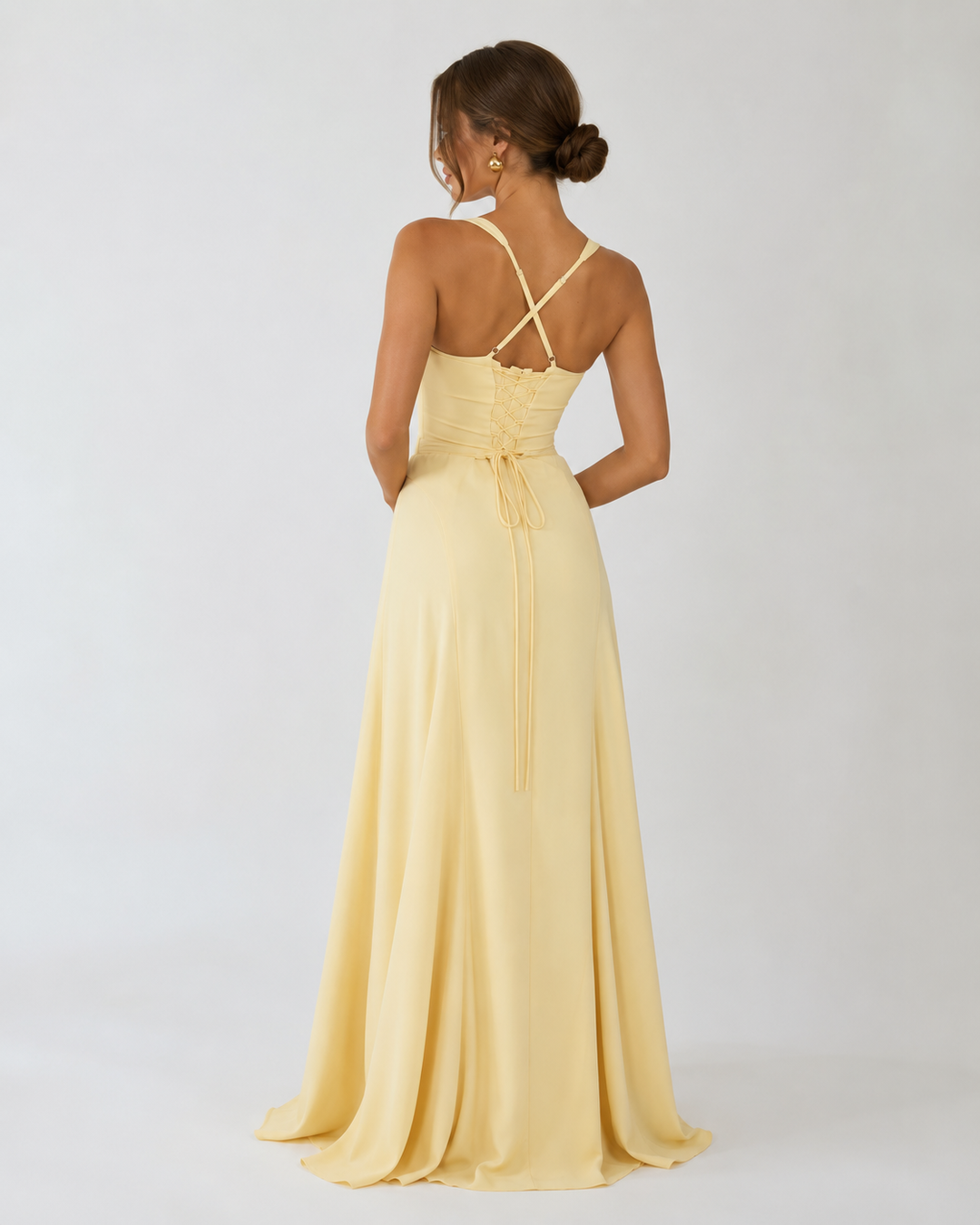 Golden Hour Corset Maxi Dress - women's maxi dress, back view