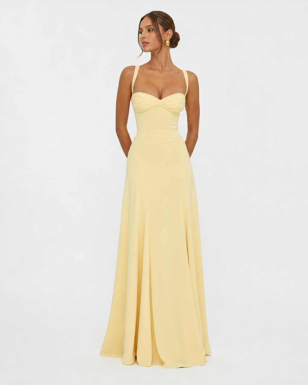 Golden Hour Corset Maxi Dress - women's maxi dress, side view
