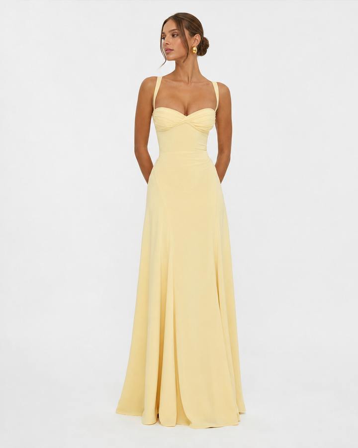 Golden Hour Corset Maxi Dress - women's maxi dress, side view