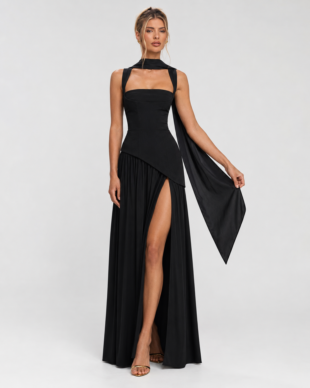 Aria Maxi Dress - women's maxi dress, close-up of the fabric texture