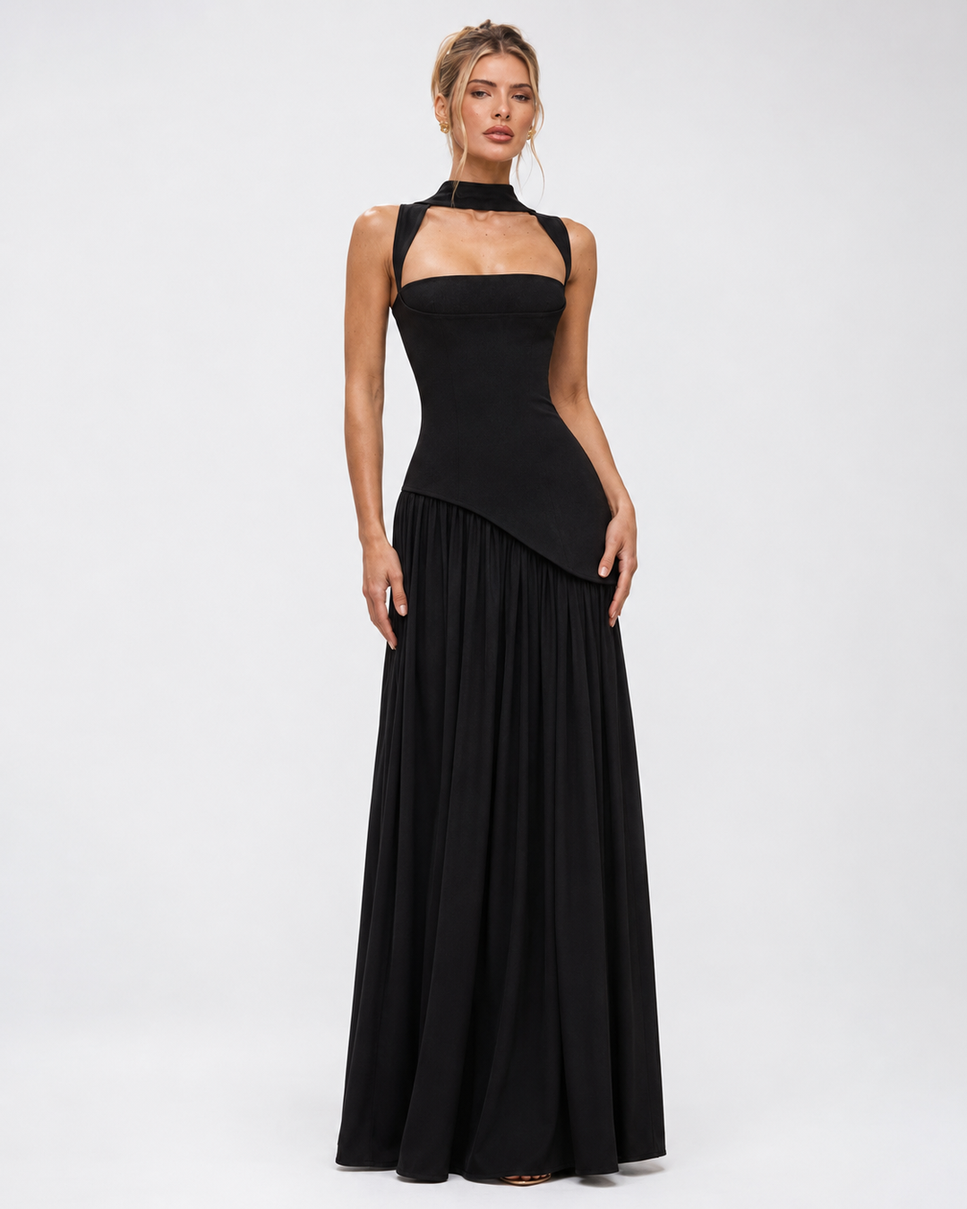 Aria Maxi Dress - women's maxi dress, styled with heels