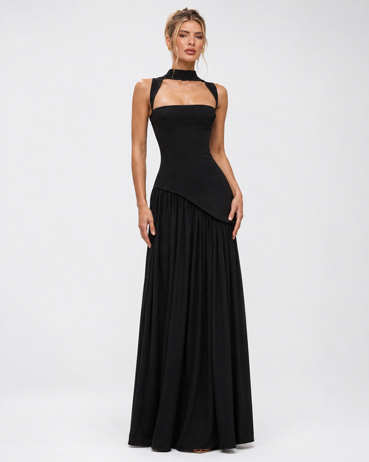 Aria Maxi Dress - women's maxi dress, styled with heels