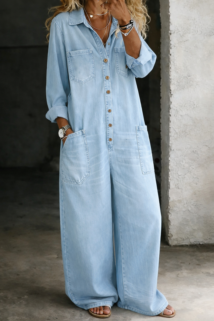 Lena Denim Jumpsuit — detail view