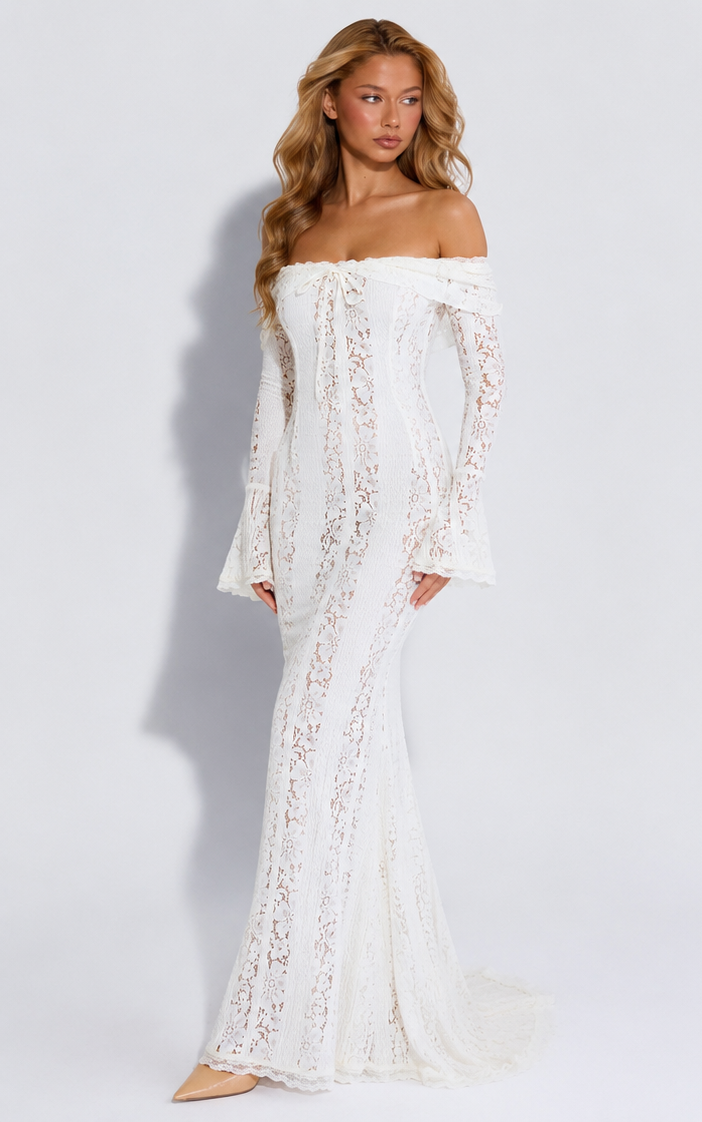 Ethereal Lace Gown Maxi - women's gown, waist detail