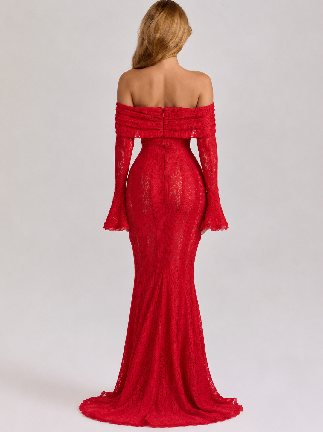 Ethereal Lace Gown Maxi - women's gown, neckline detail