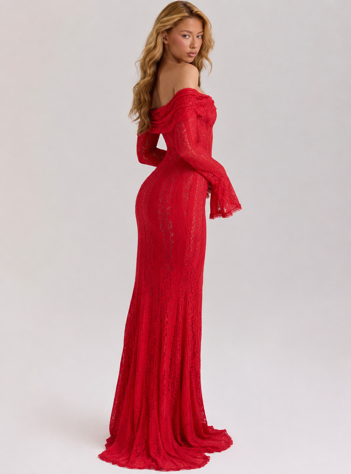 Ethereal Lace Gown Maxi - women's gown, fabric detail