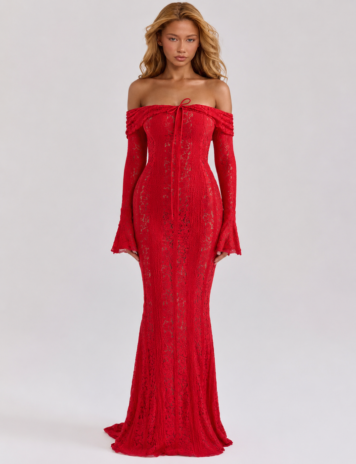 Ethereal Lace Gown Maxi - women's gown, detail close-up