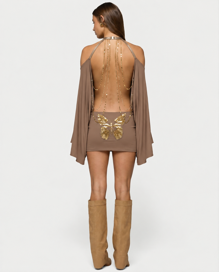 Golden Mirage Dress — women's dress, front view