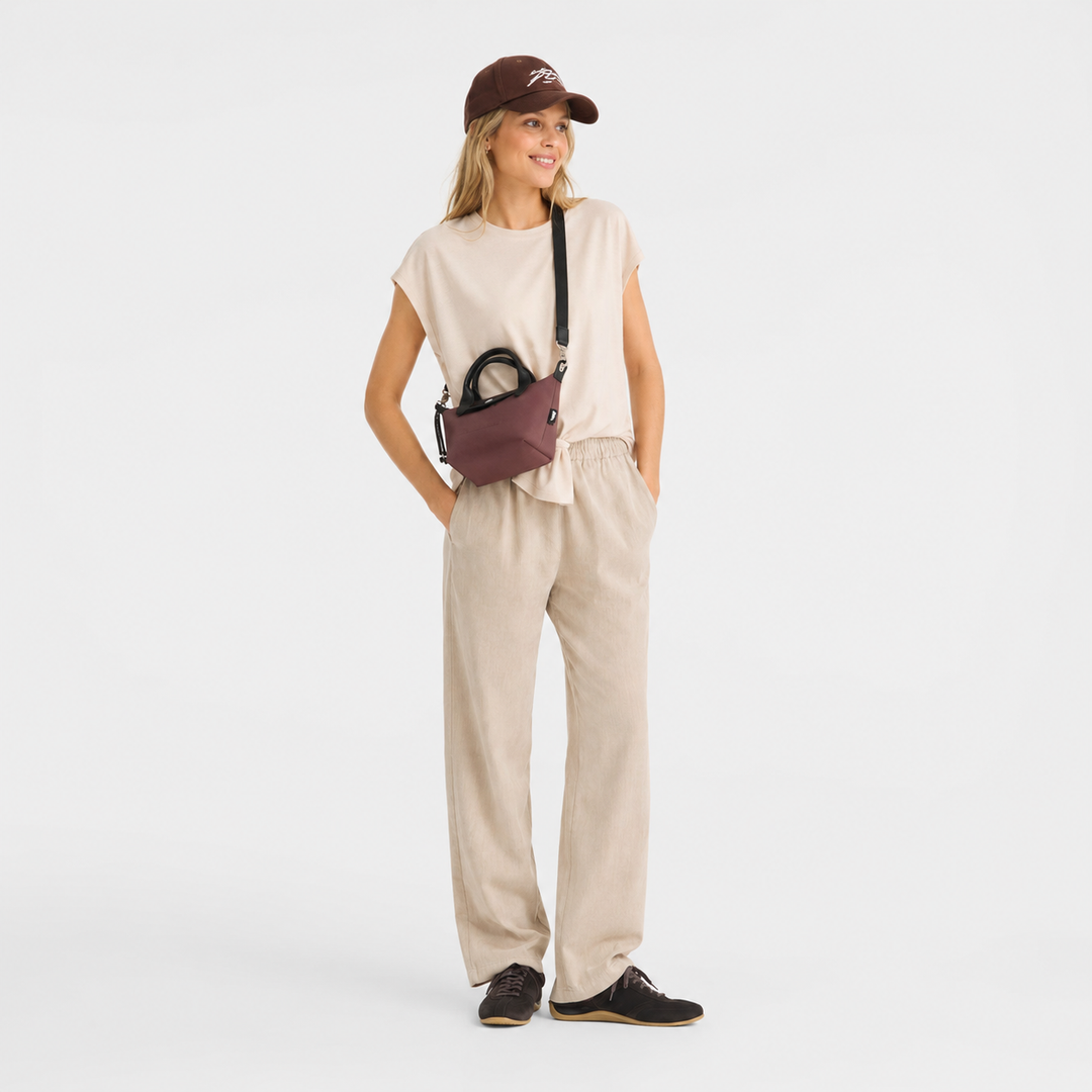 Longchamp Le Pliage Energy XS Crossbody Handbag Burgundy Wine Red lifestyle