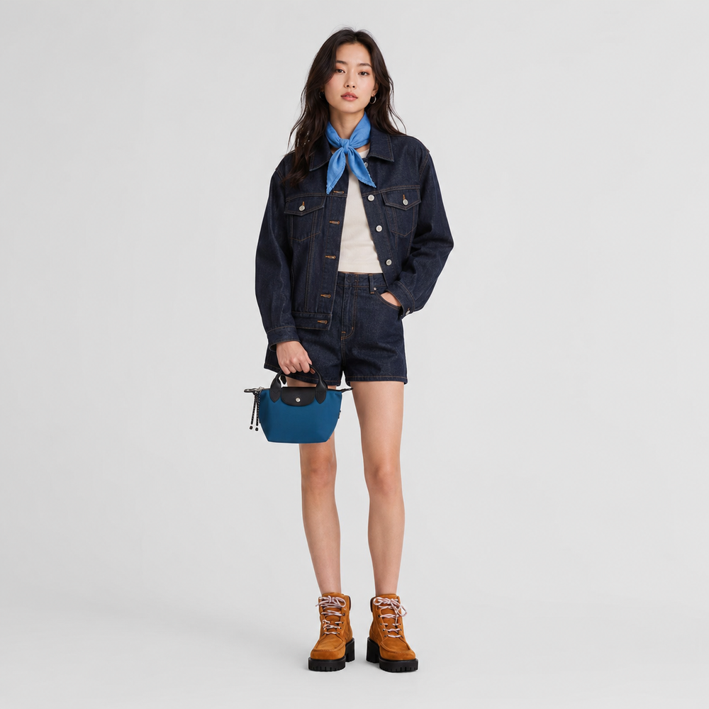 Longchamp Le Pliage Energy XS Crossbody Handbag Navy Marine Blue detail