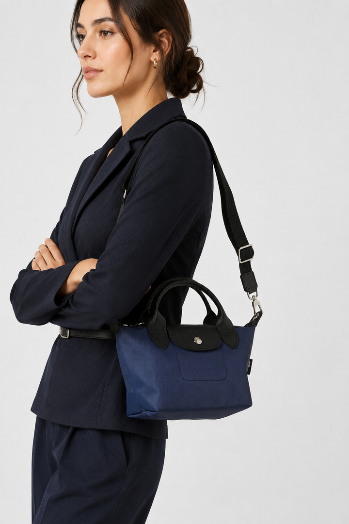 Longchamp Le Pliage Energy XS Crossbody Handbag Navy Marine Blue lifestyle