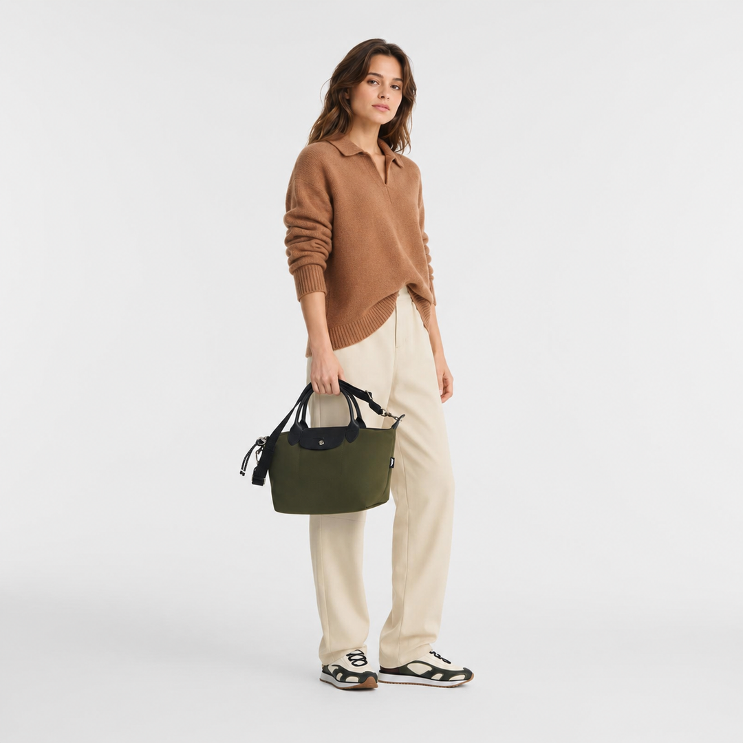 Longchamp Le Pliage Energy Small Crossbody Bag Khaki Olive Green lifestyle