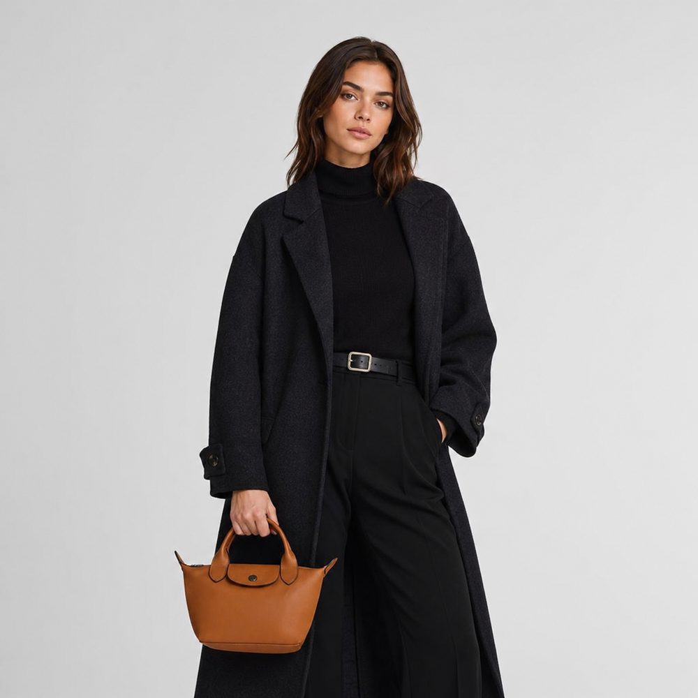 Longchamp Le Pliage Xtra XS Leather Bag Cashew orange-brown lifestyle shot