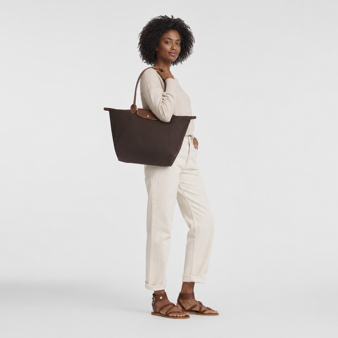 Longchamp Le Pliage Large Tote Bag Ebony Dark Brown Lifestyle