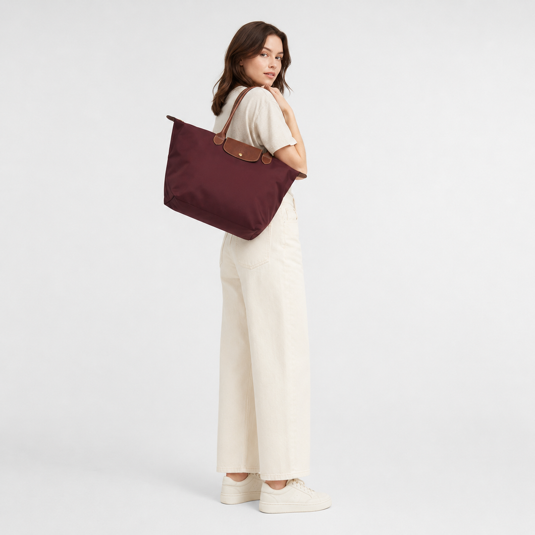 Longchamp Le Pliage Large Tote Bag Burgundy Back View
