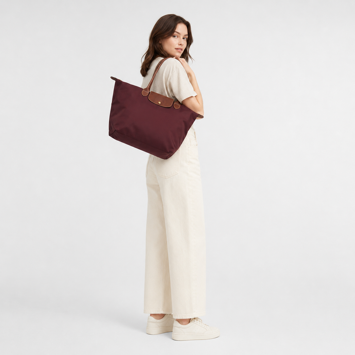 Longchamp Le Pliage Large Tote Bag Burgundy Back View