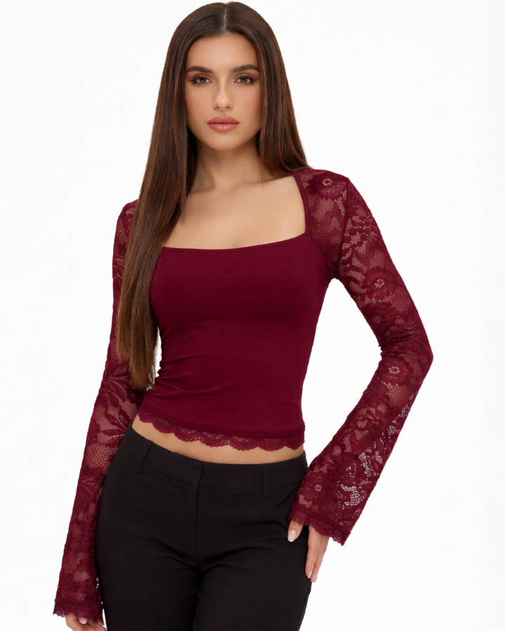 Lace Affair Long Sleeve Top — women's top, shown in an alternative color