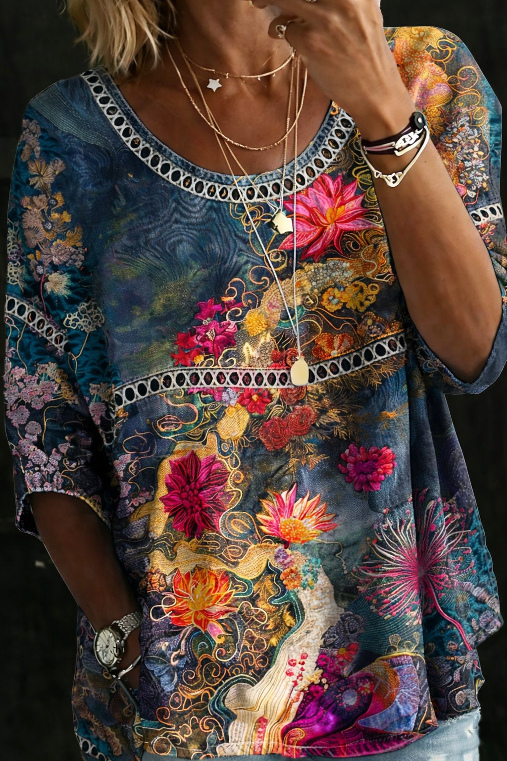 Nicole Denim Blouse — front view
