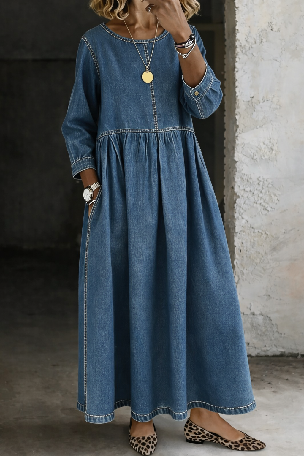 Melissa Denim Dress — front view