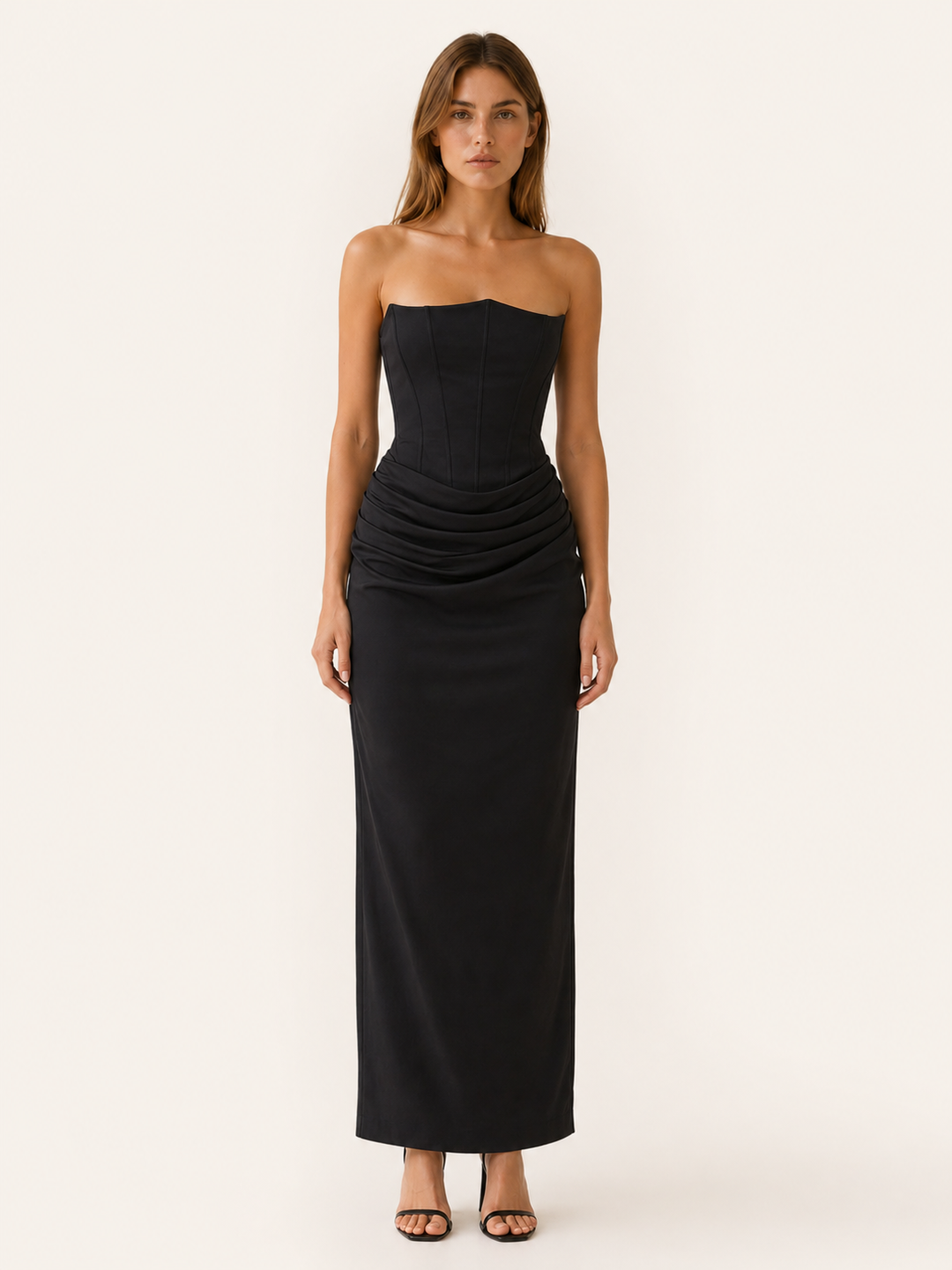 Women's Corset Maxi Dress with Ruched Detail