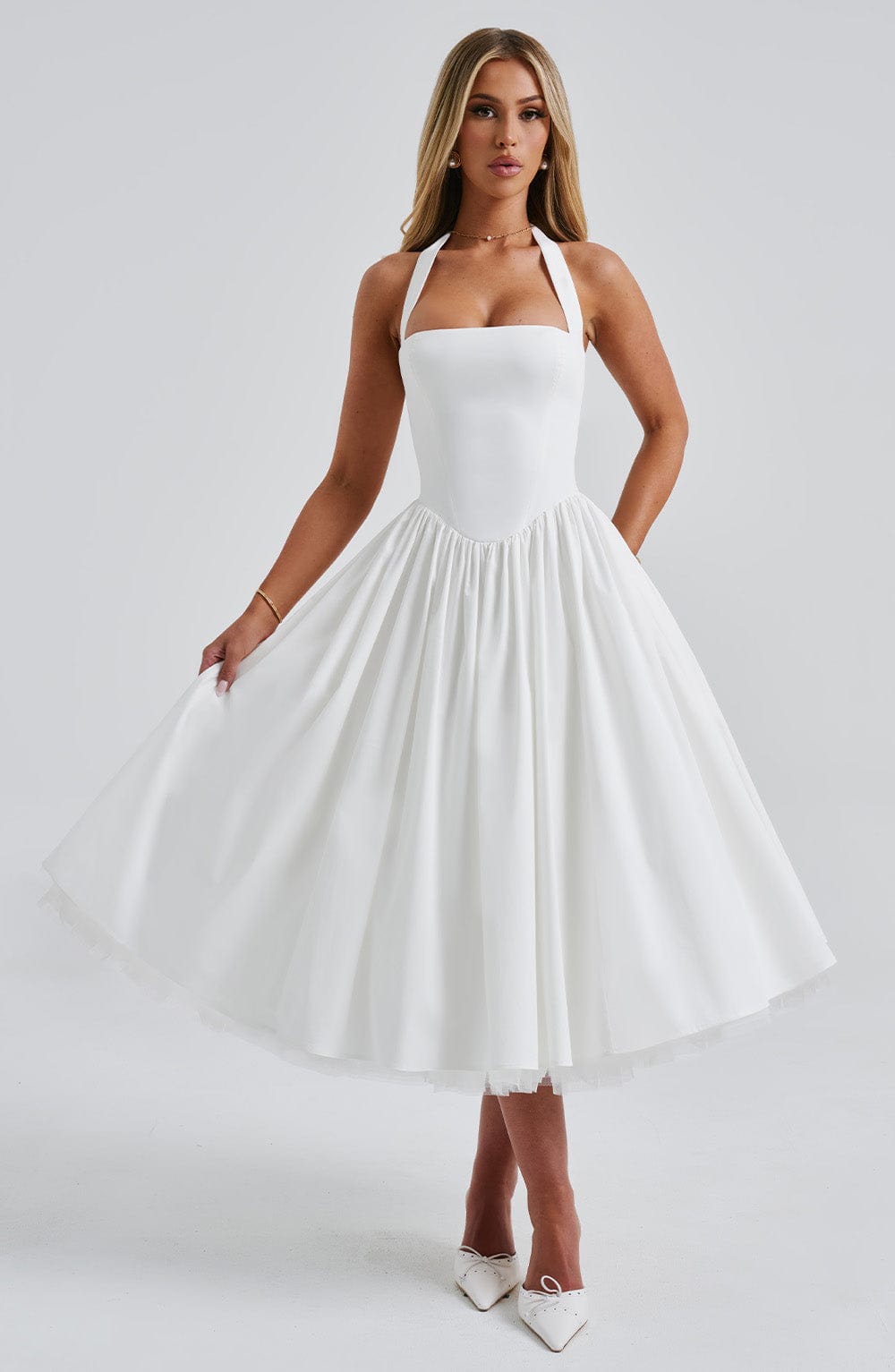 Alba Midi Dress square neck detail