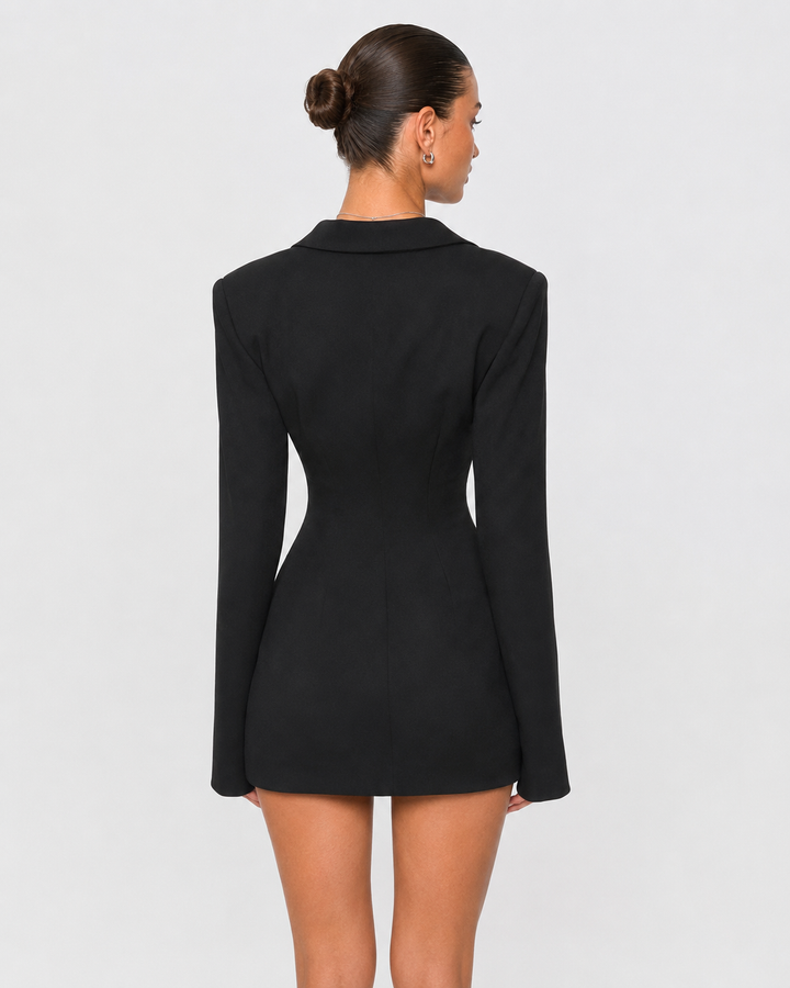 CEO Blazer Mini Dress - women's mini dress, close-up of the fabric texture