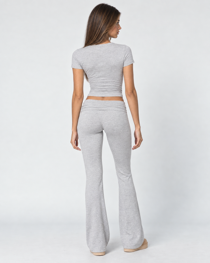 Off Duty Flare Set — women's two-piece set, shown on the model