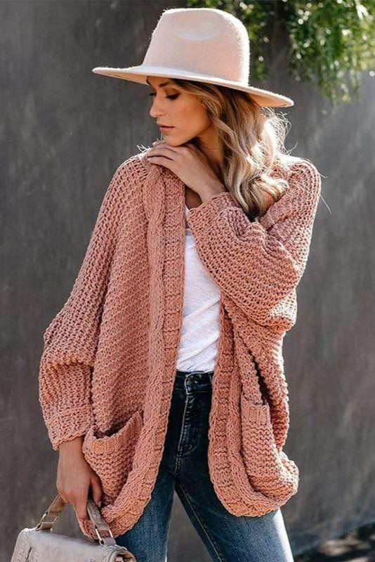 Women's Long Sleeve Cardigan | Knitted with Pockets