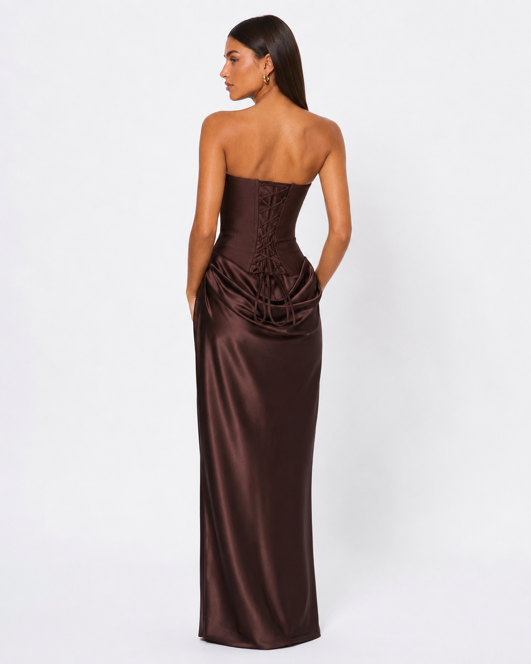 After Midnight Corset Gown — women's dress, back view