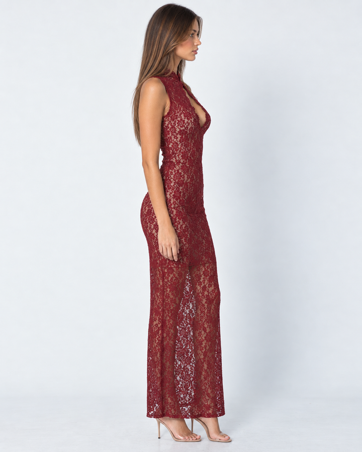 No Hard Feelings Lace Maxi Dress - women's maxi dress, side view
