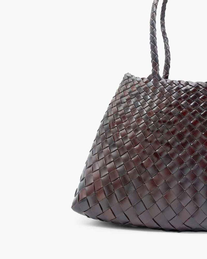 Everyday City Escape Dark Brown Woven Leather Tote