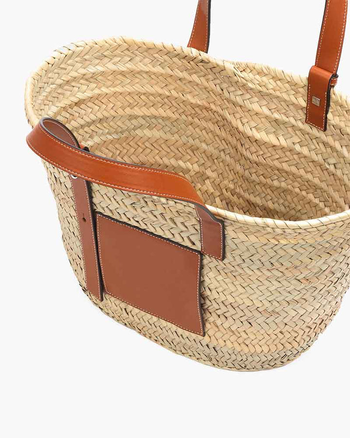 Weekend Market Woven Straw Basket Tote