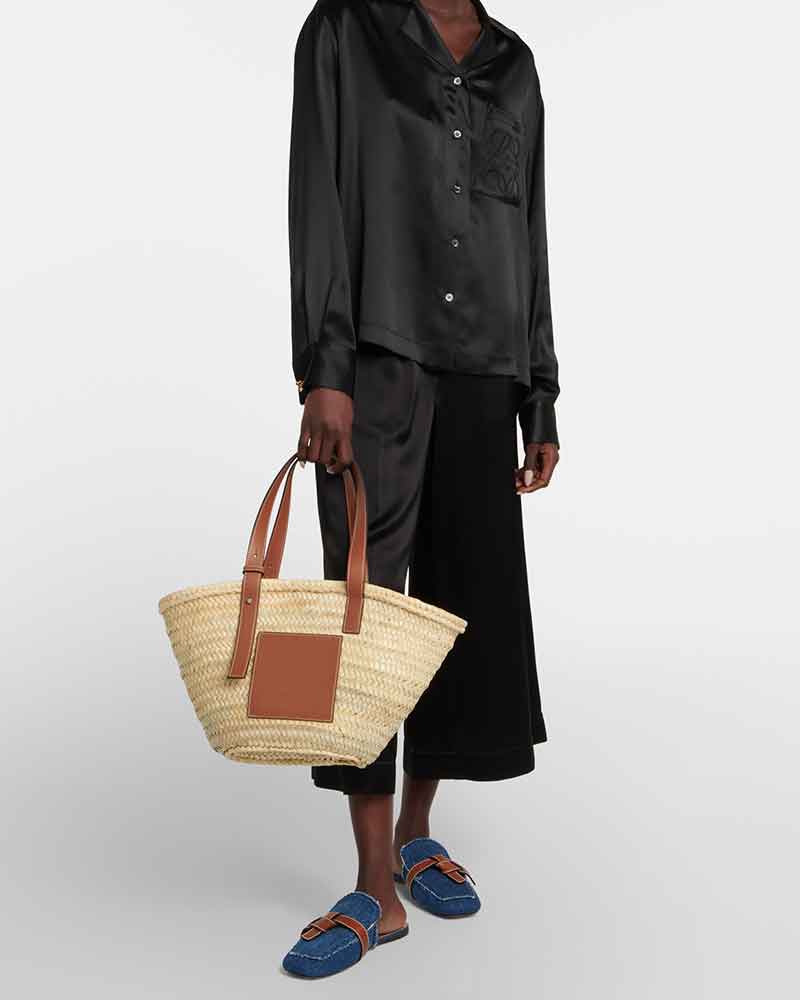 Weekend Market Woven Straw Basket Tote