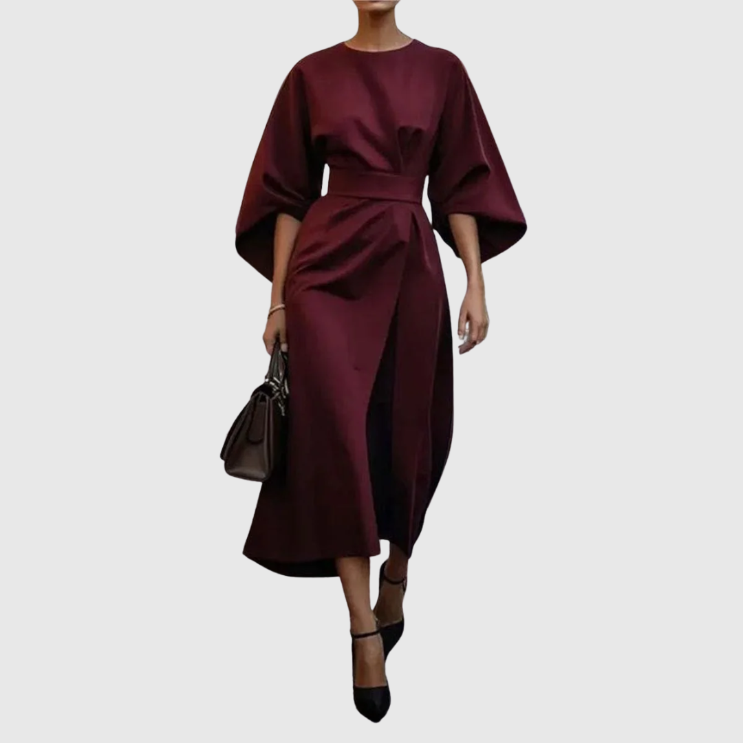 Eldra | Satin Feel Batwing Sleeve Maxi Dress