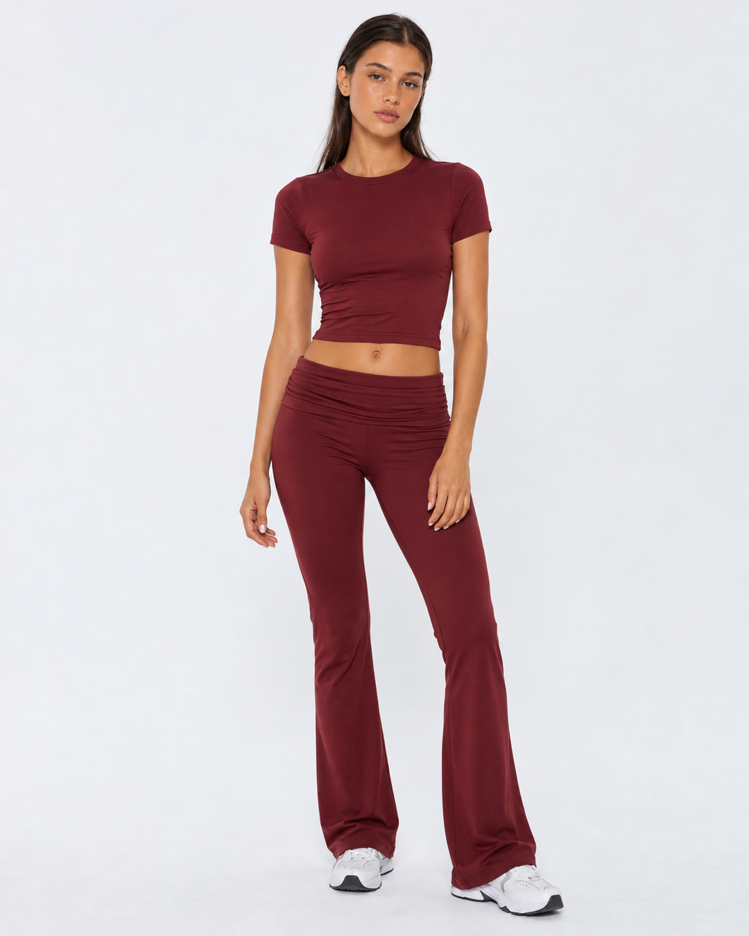 Off Duty Flare Set — women's two-piece set, fit and length reference