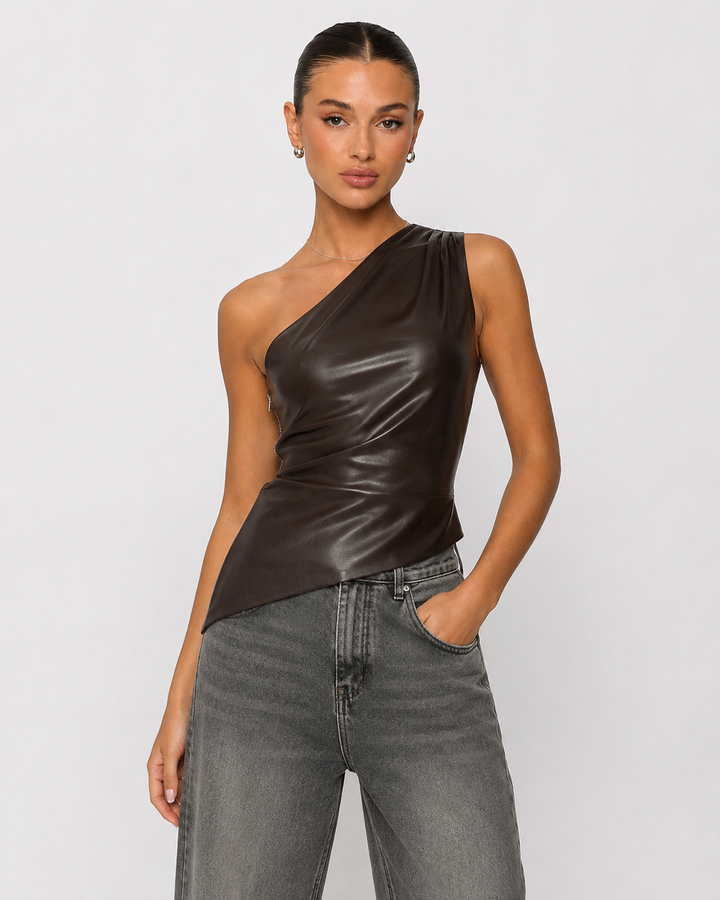 No Rules Leather Top — women's top, front view