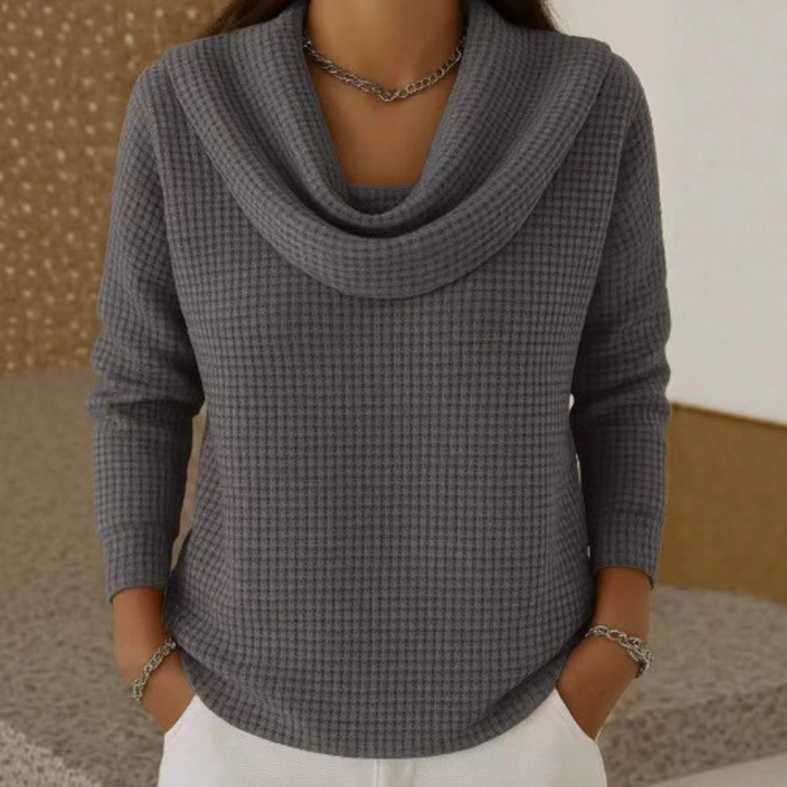 Amber | Women's Waffle Knit Cowl Neck Sweater