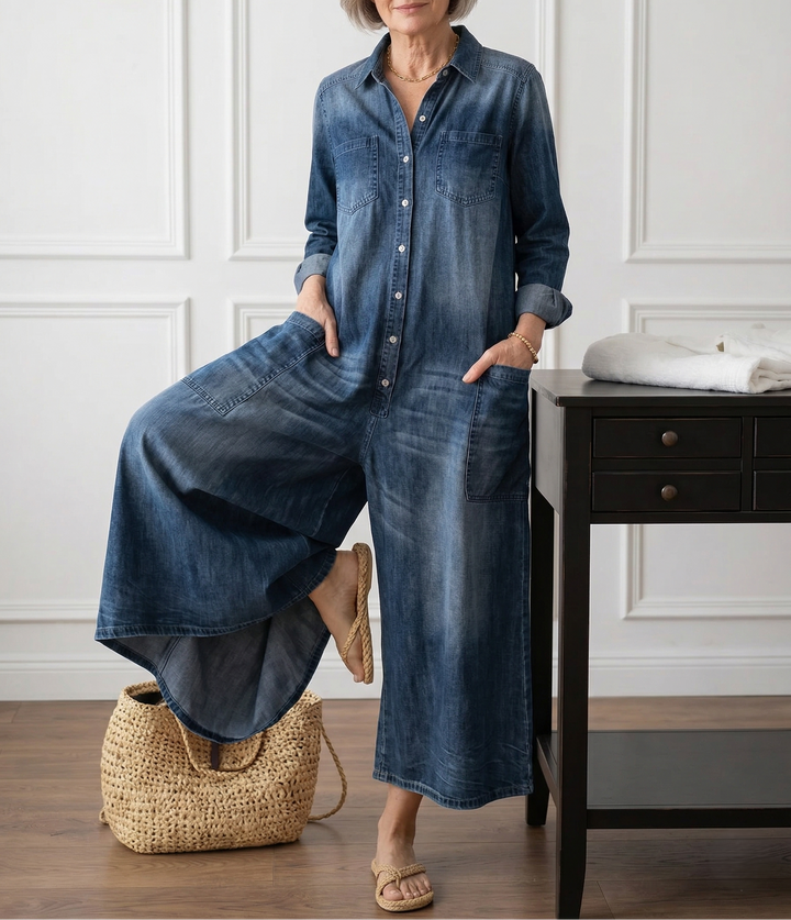 Saylor Denim Jumpsuit — lifestyle shot