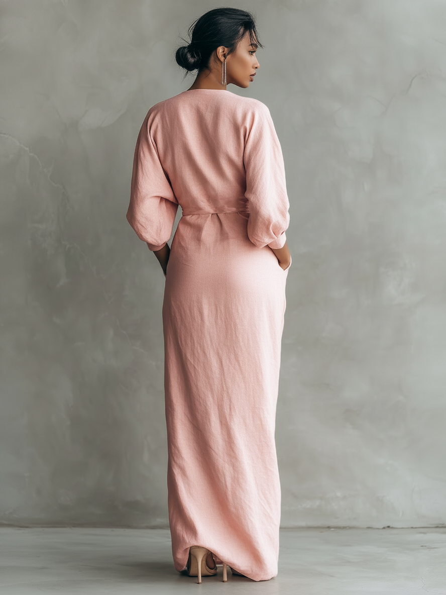 Pink Minimalist Maxi Dress — lifestyle shot