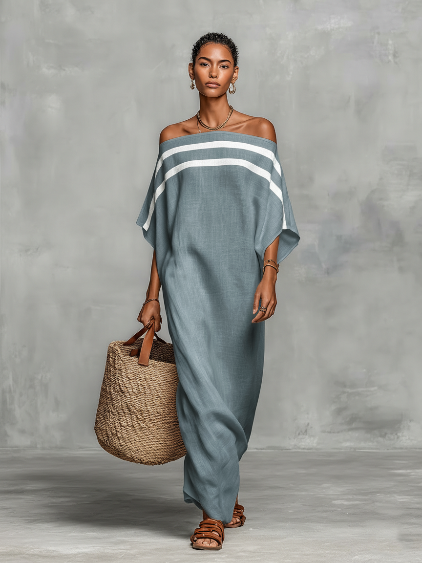 White Batwing Maxi Dress — lifestyle shot