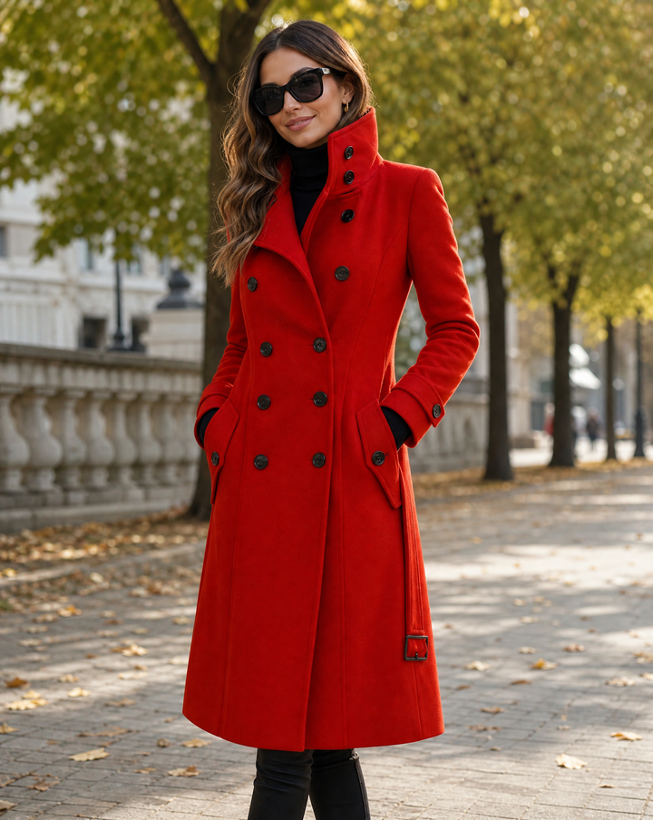 Imogen | Women's Double Breasted Long Stand Collar Coat