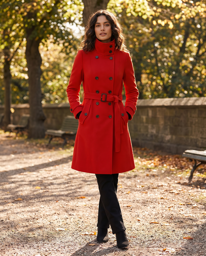 Imogen | Women's Double Breasted Long Stand Collar Coat