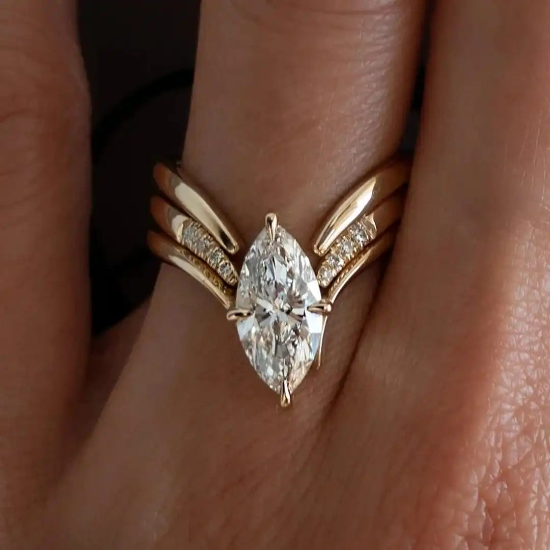 Main shot of the marquise-cut zirconia ring