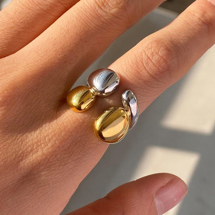 Main shot of the two tone gold silver stacking ring