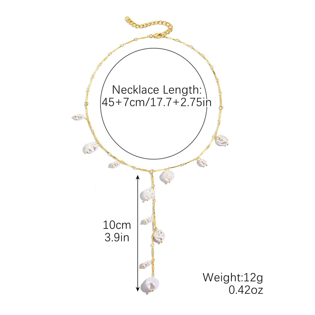 Necklace worn on a model's neckline