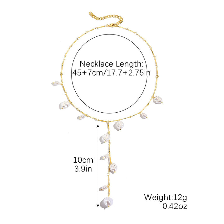 Necklace worn on a model's neckline
