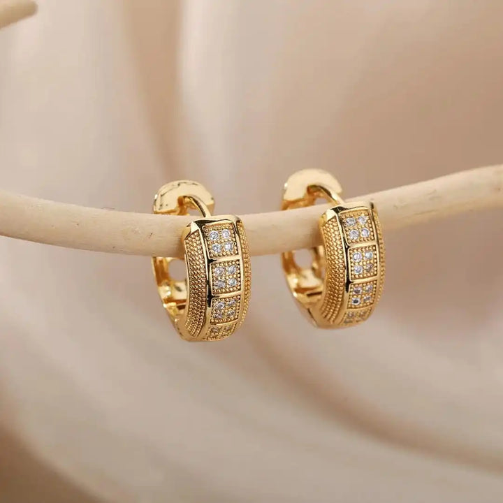 Main shot of the cubic zirconia hoop earrings